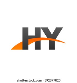 HY initial overlapping swoosh letter logo black orange