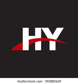 HY initial overlapping swoosh letter logo white red black background