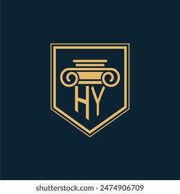 HY Initials Law Firm Logo Lawyer logo with creative law element
