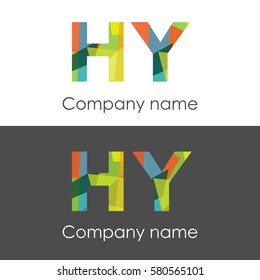 HY letter abstract mosaic shape icon colorful