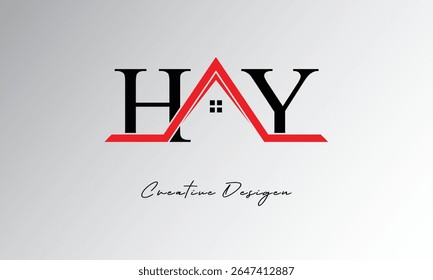 HY Letter House Logo – Creative Real Estate Monogram with Roof Icon and Home Shape for Property, Architecture and Modern Branding
