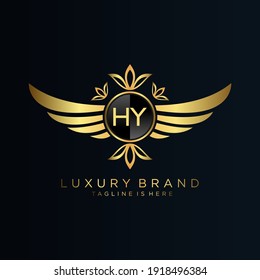 HY Letter Initial with Royal Template.elegant with crown logo vector, Creative Lettering Logo Vector Illustration.