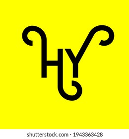 HY letter logo design on yellow background. HY creative initials letter logo concept. hy letter design. HY black letter design on yellow background. H Y, h y logo