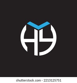 HY letter logo design on black background. HY creative initials letter logo concept. HY letter design.	
