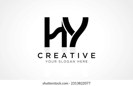 HY Letter Logo Design Vector Template. Alphabet Initial Letter HY Logo Design With Glossy Reflection Business Illustration.