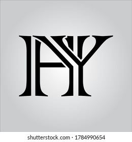 HY letter logo with white background.The nice black letter logo.