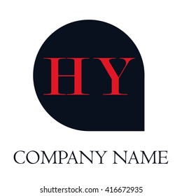  HY Letters red , Abstract black background logo, Design identity in shape, Alphabet letter