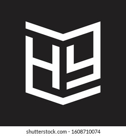 HY Logo Emblem Monogram With Shield Style Design Template Isolated On Black Background