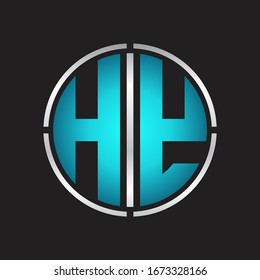 HY Logo initial with circle line cut design template on blue colors