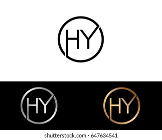 HY Logo. Letter Design Vector with Red and Black Gold Silver Colors
