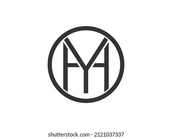 HY Logo monogram circle with piece ribbon style on white background
