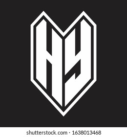 HY Logo monogram with emblem line style isolated on black background