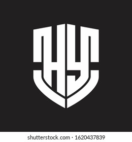 HY Logo monogram with emblem shield shape design isolated on black background