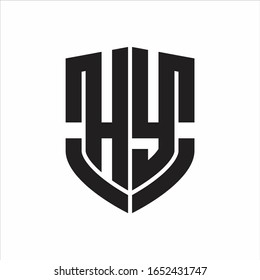 HY-Logo-Monogramm mit Emblem-Schild-Design einzeln auf weißem Hintergrund