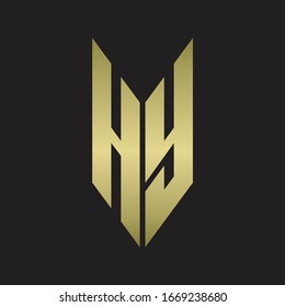 HY Logo monogram with emblem style isolated with gold colors