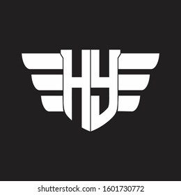 HY Logo monogram with emblem and wings element design template