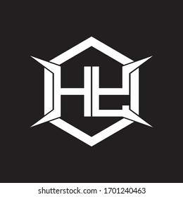 HY Logo monogram with hexagon and four taper shape design template