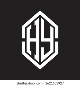 HY Logo monogram with hexagon shape and outline slice style with black and white