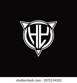 Monograma de logotipo HY aislado con forma de círculo y tres plantillas de diseño de flecha