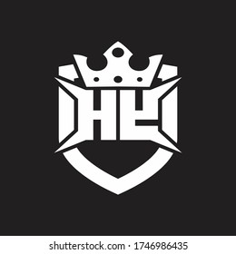 HY Logo monogram isolated with shield and crown design template