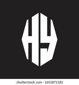 Monograma de logotipo HY con plantilla de diseño de estilo de cinta octagonal