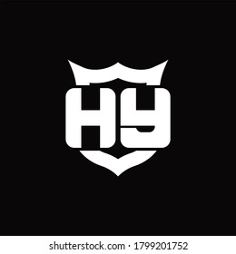 HY Logo monogram with shield around crown shape design template