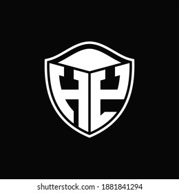 HY Logo monogram shield shape with outline rounded design template on black background