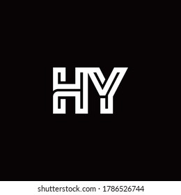 Logotipo de monograma HY con plantilla de diseño de línea abstracta