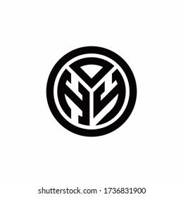 HY monogram logo with circle outline design template isolated on white background