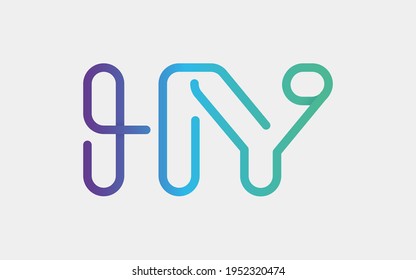 HY Monogram tech with a monoline style. Looks playful but still simple and futuristic. A perfect logo for your tech company or any futuristic design project. svg