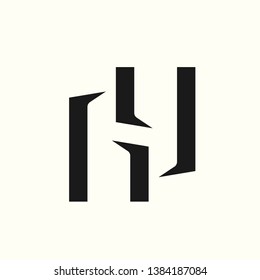 HY monogram.Typographic logo with letter h and letter y.Lowercase alphabet initials.Lettering icon isolated on light background.Modern, geometric, corporate, minimalist style.