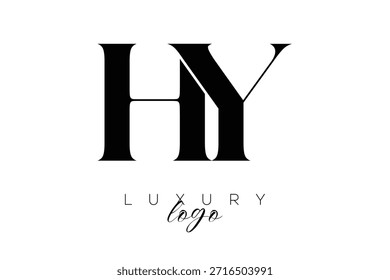 Logotipo de la tipografía del monograma de la letra de HY Serif para la identidad elegante de la marca de Premium