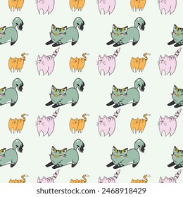Hy There Kitty Seamless Vector Pattern Design