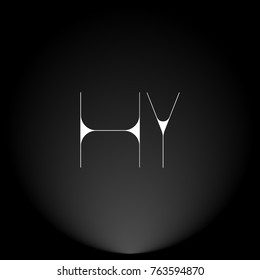 HY White thin minimalist LOGO Design with Highlight on Black Background.