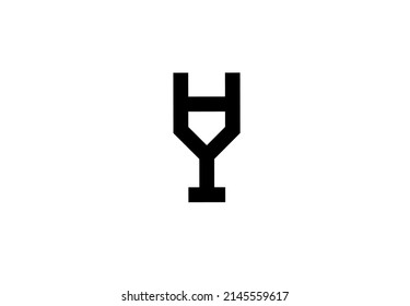 hy yh h y initial letter logo.silhouette of a glass logo