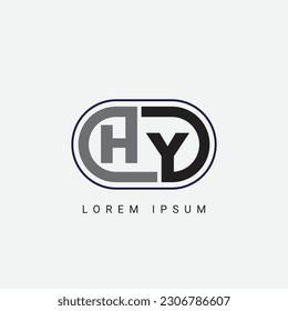 HY or YH Letter Initial Logo Design, Vector Template