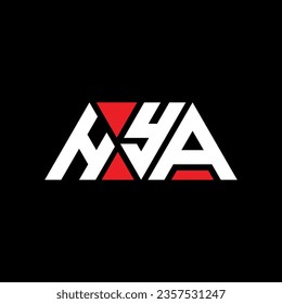 HYA triangle letter logo design with triangle shape. HYA triangle logo design monogram. HYA triangle vector logo template with red color. HYA triangular logo Simple, Elegant, and Luxurious design.