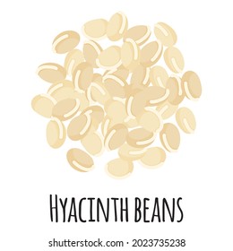 Hyacinth beans for template farmer market design, label and packing. Natural energy protein organic super food. Vector cartoon isolated illustration.