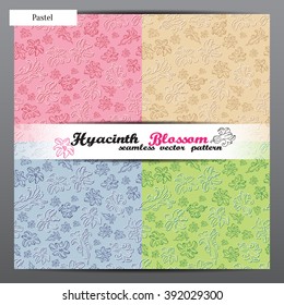 Hyacinth flower vector seamless pattern colorful collection in pastel colors