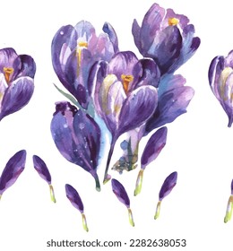 Hyacinth Flower watercolor illustration. Design for textile, wallpapers, Element for design, Greeting card.