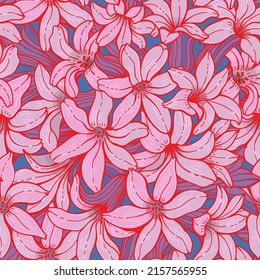 Hyacinth flowers seamless pattern. Textile composition, hand drawn style print. Vector floral illustration.