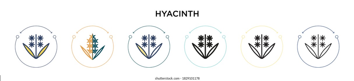 Hyacinth icon in filled, thin line, outline and stroke style. Vector illustration of two colored and black hyacinth vector icons designs can be used for mobile, ui, web