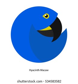 Hyacinth macaw in the geometric style. White background