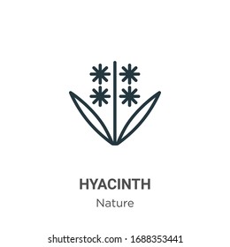 Hyacinth outline vector icon. Thin line black hyacinth icon, flat vector simple element illustration from editable nature concept isolated stroke on white background