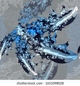 Hyacinths. Color vector seamless pattern of flowers.