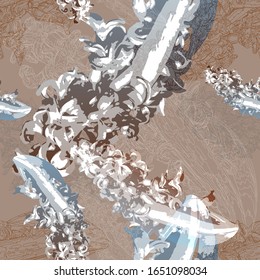 Hyacinths. Color vector seamless pattern of flowers.