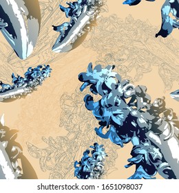 Hyacinths. Color vector seamless pattern of flowers.