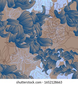 
Hyacinths. Color vector seamless pattern of flowers.