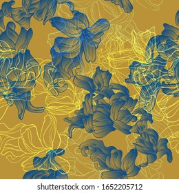 Hyacinths. Color vector seamless pattern of flowers.