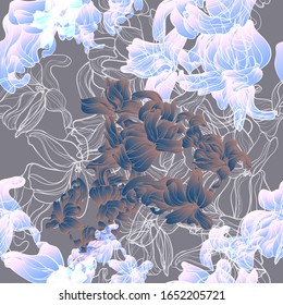 Hyacinths. Color vector seamless pattern of flowers.